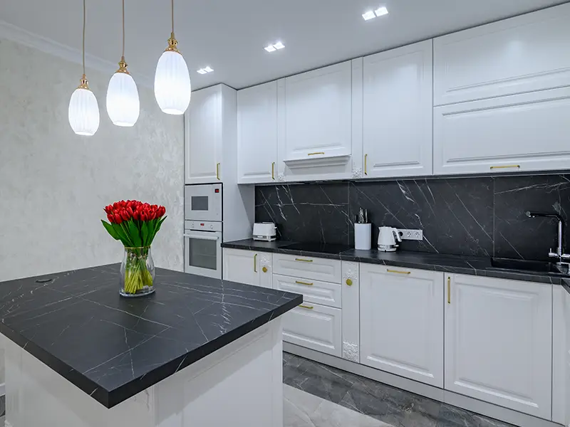 Black granite kitchen worktops London