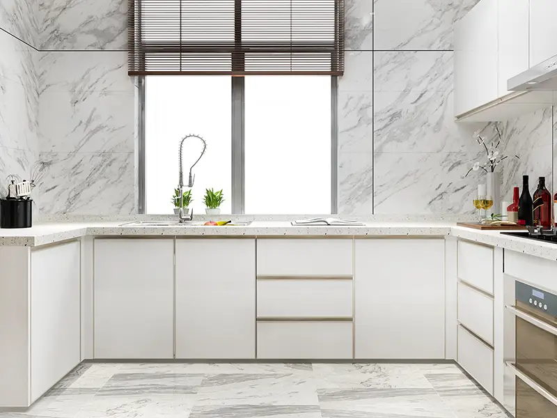 Modern quartz kitchen worktops installed in London home